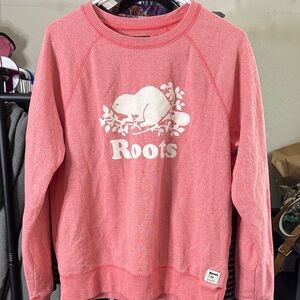 Roots Coral Sweatshirt with White Beaver Design
